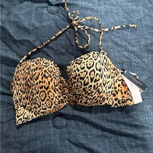 Victoria's Secret Leopard Print Halter Bikini Top - Tan & Black